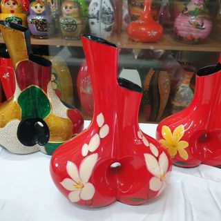 Bình đôi tình yêu sơn mài Thanh Bình Lê liền nhau trang trí kệ, tủ, nhà cửa, văn phòng, quà tặng ý nghĩa cho người thân
