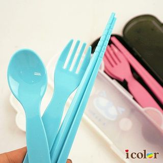 Bộ đũa, thìa, dĩa cho bé kèm hộp đựng hàng nhập khẩu Nhật Bản