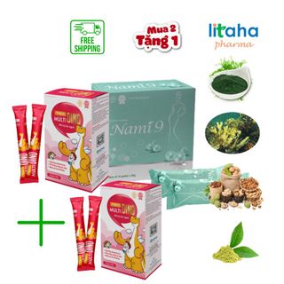 Thức uống đẹp da dinh dưỡng cho mẹ và bé combo women and kid Nami 9 và thạch Multi Dino Litaha Pharma giá sỉ