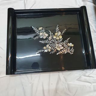 Khay sơn mài cao cấp Thanh Bình Lê khảm trai xà cừ size 34x16.5 cm sang trọng