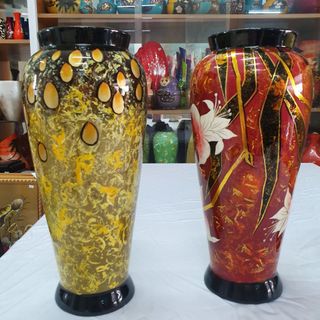 Bình sơn mài hút tài lộc cao cấp Thanh Bình Lê size 33x16 cm