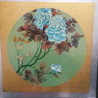Tranh sơn mài hoa mẫu đơn cao cấp 80x80 cm có khung sơn mài đẹp 57x57 cm