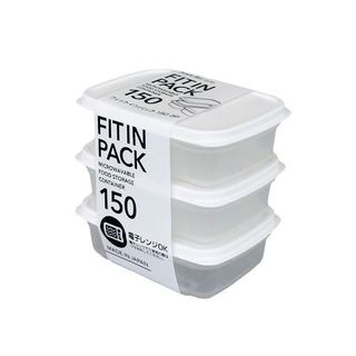 Set 3 hộp nhựa đựng thự phẩm nắp dẻo mầu trắng dung tích 150ml nhập khẩu từ Nhật Bản