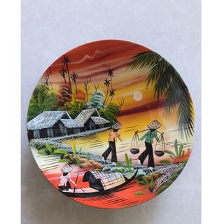 Dĩa sơn mài cao cấp Thanh Bình Lê đựng trái cây, trang trí nhà cửa, văn phòng, quà tặng ý nghĩa size phi 24cm