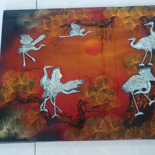 Tranh sơn mài Tùng Hạc cẩn ốc hàng xuất khẩu 40x60 cm trang trí nhà cửa, quà tặng tân gia, khai trương ý nghĩa giá sỉ