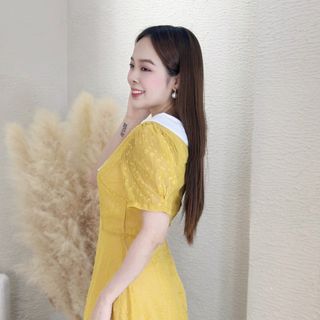 Đầm xòe voan giọt nước phối cổ trắng S&M - GR0263