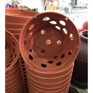 Chậu nhựa trồng lan giả gốm phi 12 cm