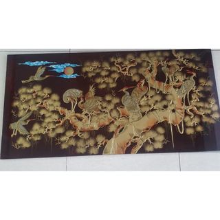 Tranh sơn mài Tùng Hạc đắp nổi hàng xuất khẩu 60x120 cm trang trí nhà cửa, quà tặng tân gia, khai trương ý nghĩa giá sỉ