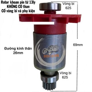 Bộ motor từ không chổi than dùng cho khoan pin đầu 13ly gồm rotor và stator dây đồng