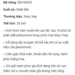 (Giá Sỉ 10 Chai) Nước Hoa Sexy Trap Dành Cho Nam Kích Thích Nữ - Màu Xanh 29.5ml