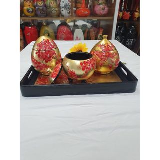 Bộ Khay Mứt Tết sơn mài cao cấp Thanh Bình Lê đựng bánh kẹo mứt, hạt dưa đẹp mắt, sang trọng, quà tặng ý nghĩa cho đối t giá sỉ
