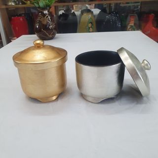 Hủ đựng trà sơn mài cao cấp dát bạc, dát vàng sang trọng 14x14 cm