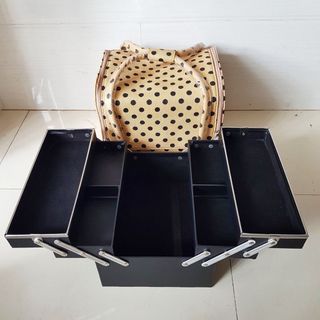 Thanh lý siêu giảm giá - Túi cốp nail mi đồ trang điểm bọc inox viền măm, có quai xách 2 tầng 4 khay cao cấp, đựng máy h