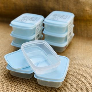 Set 3 hộp nhựa đựng thự phẩm nắp dẻo mầu xanh mint dung tích 150ml nhập khẩu từ Nhật Bản