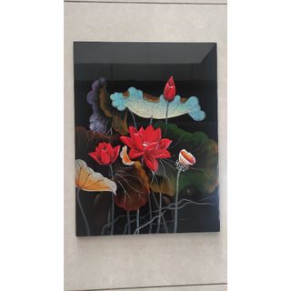 Tranh sơn mài hoa sen cách điệu 30x40 cm đủ mẫu