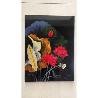 Tranh sơn mài hoa sen cách điệu 30x40 cm đủ mẫu