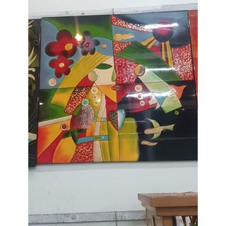 Tranh sơn mài cao cấp Thanh Bình Lê size 60x60 cm treo tường, trang trí nhà cửa, văn phòng, quà tặng tân gia, tặng dịp L giá sỉ
