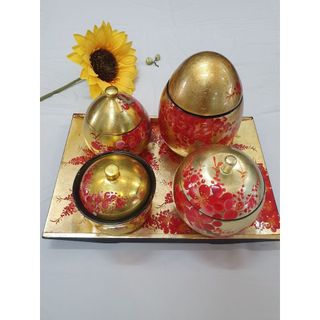 Bộ Khay Mứt Tết sơn mài cao cấp Thanh Bình Lê đựng bánh kẹo mứt, hạt dưa đẹp mắt, sang trọng, quà tăn