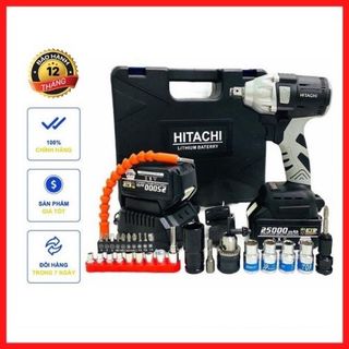 Máy siết bulong Hitachi 199VF 2 pin đầu bulong 2 trong 1, động cơ không chổi than, tặng kèm bộ phụ kiện 24 chi tiết giá sỉ