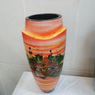 Bình sơn mài cao cấp Thanh Bình Lê 34x16 cm, hàng xuất khẩu, kiểu dáng độc đáo, sang trọng