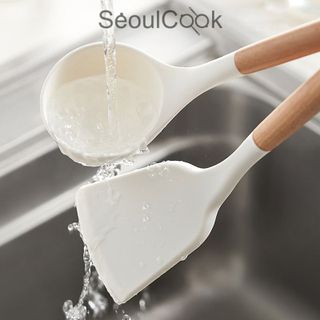 [HÀNG CHÍNH HÃNG] – Bộ 3 dụng cụ nấu ăn Vá/ Sạn/Xẻng có rãnh cán gỗ Seoulcook cao cấp, chống dính dùng cho nhà bếp