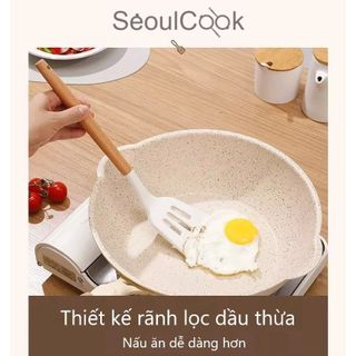 [HÀNG CHÍNH HÃNG] – Bộ 3 dụng cụ nấu ăn Vá/ Sạn/Xẻng có rãnh cán gỗ Seoulcook cao cấp, chống dính dùng cho nhà bếp