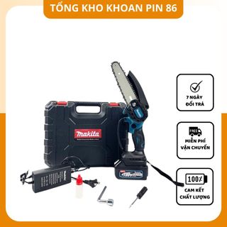 Máy cưa xích cầm tay, máy cưa mini dùng pin Makita 199v không chổi than, pin khủng 10cell cưa gỗ cầm tay máy siêu khỏe