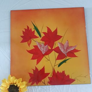 Tranh sơn mài Hoa hàng xuất khẩu 40x40 cm trang trí nhà cửa, làm quà tặng ý nghĩa giá sỉ