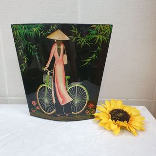 Bình hoa dẹp sơn mài cao cấp Thanh Bình Lê