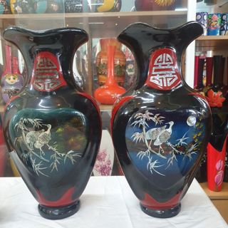 Bình hoa sơn mài trái tim Thanh Bình Lê cẩn ốc xà cừ chìm cao cấp đoạt giải sản phẩm tiêu biểu cấp Tỉnh cắm hoa, trang t