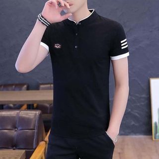 ÁO CỔ TÀU ĐEN NGỰC TRÁI THÊU TÊ GIÁC
