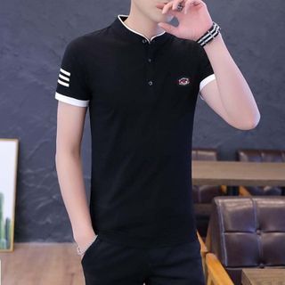ÁO CỔ TÀU ĐEN NGỰC TRÁI THÊU TÊ GIÁC
