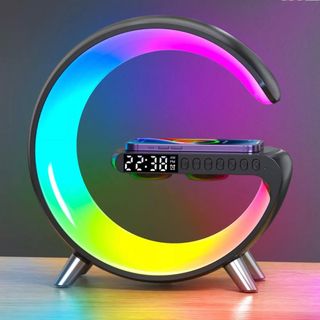 Loa Bluetooth LED RGB Tích Hợp Sạc Không Dây MagSafe, Đèn Ngủ, Đồng Hồ, Báo Thức, Âm Thanh Siêu Bass Cực Mạnh