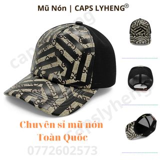 Mũ Lưỡi Trai Sản Xuất Tại Capslyheng Chất Da Phối lưới Logo In Guu.ci