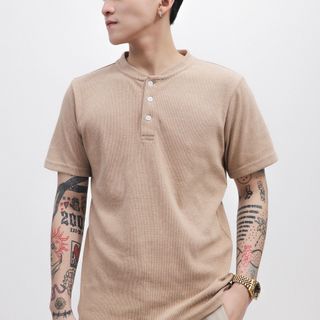 Áo thun cotton nam, áo thun nam cao cấp, chất 100% cotton gân dệt , dày vừa mình , thiết kế 3 nút lịch lãm - size từ 50kg - 85kg