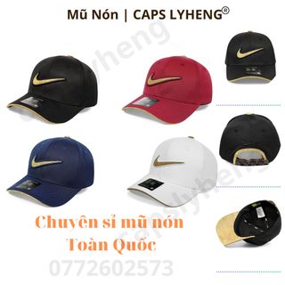 Mũ Lưỡi Trai Sản Xuất Tại Capslyheng Chất Kaki Kết & Logo Ni.ke Ốp Da Khóa Bấm Nút Đồng