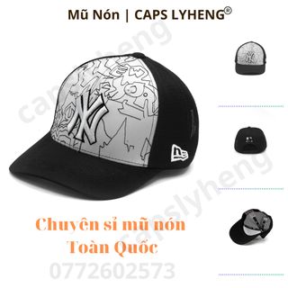Mũ Lưỡi Trai Sản Xuất Tại Capslyheng Chất Kaki Phối Lưới Hiệu MLB Logo N.Y & Họa Tiết 2D