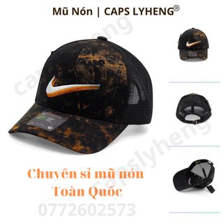 Mũ Lưỡi Trai Sản Xuất Tại Capslyheng Chất Kaki Wash Loang Phối Lưới Logo Thêu Ni.ke