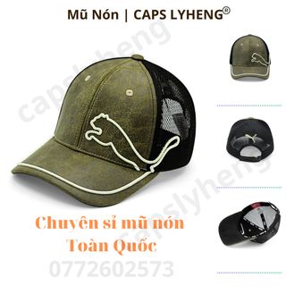 Mũ Lưỡi Trai Sản Xuất Tại Capslyheng Chất Da Phối Lưới Hiệu Pu.ma Logo Con Báo giá sỉ