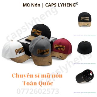 Mũ Lưỡi Trai Sản Xuất Tại Capslyheng Chất kaki Thun Bít Đuôi Kết & Logo Pu.ma Ốp Da