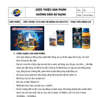 Dầu trung tu Halotec 800mml & dầu phục hồi kim phun buồng đốt