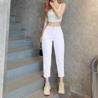 Quần jean màu trơn dáng boyfriend