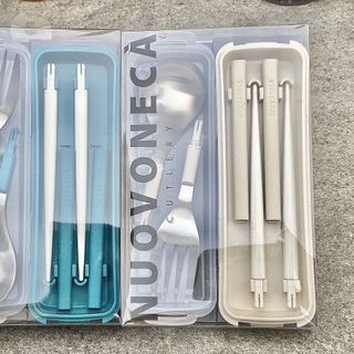 Bộ đũa thìa dĩa nhựa ABS gấp gọn kèm hộp đựng Takeya nội địa Nhật Bản