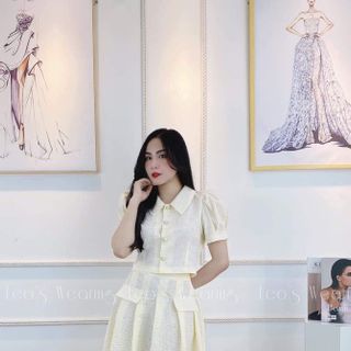 Đầm áo và váy vải xốp hoa dập nổi