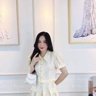Đầm áo và váy vải xốp hoa dập nổi