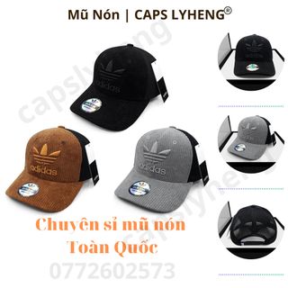 Mũ Lưỡi Trai Sản Xuất Tại Capslyheng Chất Nhung Tăm Phối lưới Logo Adi.das Bông Lúa