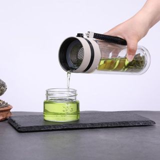 Bình thủy tinh lọc trà 2 lớp