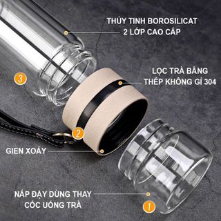 Bình thủy tinh lọc trà 2 lớp