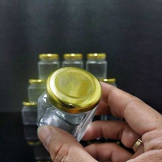 Hũ Thủy Tinh 50ML mẫu vuông nắp thiếc vàng – Lọ Thủy Tinh Nhỏ - Hũ Đựng Yến Chưng , mật ong, dầu dừa, mỹ phẩm