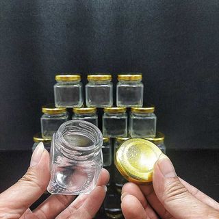 Hũ Thủy Tinh 50ML mẫu vuông nắp thiếc vàng – Lọ Thủy Tinh Nhỏ - Hũ Đựng Yến Chưng , mật ong, dầu dừa, mỹ phẩm